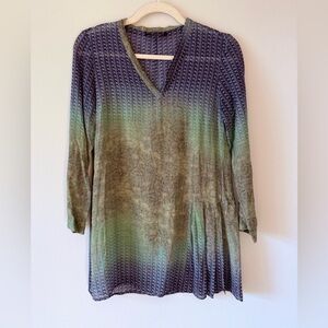 Piazza Sempione Green and Blue Ombre V-Neck Tunic